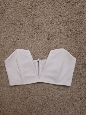 Tobi White Strapless V-Plunge Bustier Crop Top